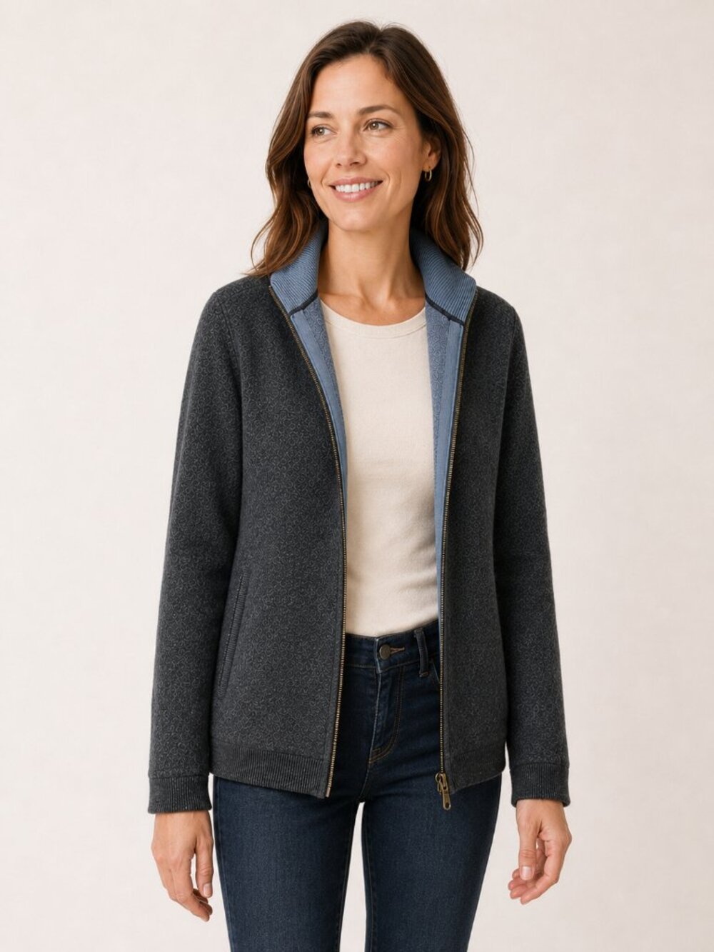Vintage 90s Patagonia Women’s 100% Wool Full-Zip Sweater Jacket Blue Gray M